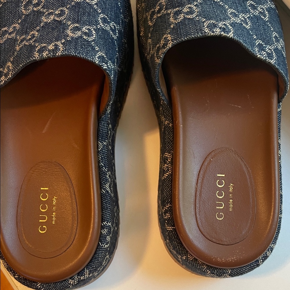Gucci Blue and Brown Sandals - Picture 11 of 14